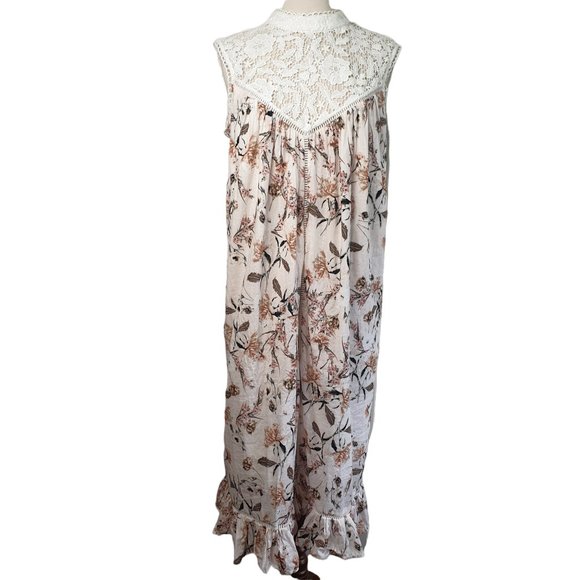 Piper | Size 12 | Boho Sleeveless Crochet Top Floral Midi Flowy Turtleneck Dress - Picture 2 of 11